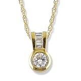 1/4 Carat Diamond Baguette Pendant in 14k Yellow Gold