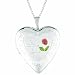 Sterling silver Heart Shaped Locket w/ I love you & rose Necklace