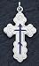 Blue Enameled Eastern Orthodox Cross Charm, Sterling Silver