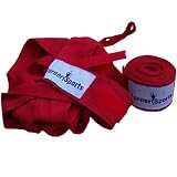 Poly Cotton Weight Lifting Kick Boxing Hand Wraps With Velcro Closure Straps Red 3.5 m