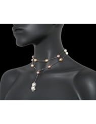 HinsonGayle AAA Handpicked 10-11mm Exotic Multicolored Baroque Cultured Pearl Tin Cup Necklace (Extreme Baroque Collection, Sterling Silver, 33")