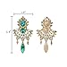 EleQueen Women's Austrian Crystal Art Deco Chandelier Bridal Teardrop Earrings Antiqued-gold-tone Emerald Color