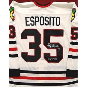 Buy Tony Esposito Signed Chicago Blackhawks White CCM Jersey - HOF 1988