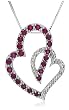 14k White Gold Ruby Double Heart Pendant w/ Diamond Accent
