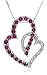 14k White Gold Ruby Double Heart Pendant w/ Diamond Accent