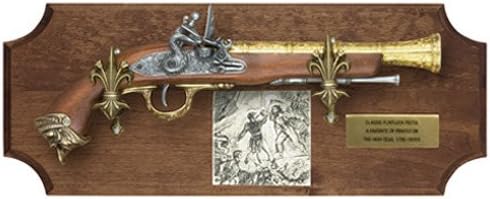 Pirate Replica Flintlock Deluxe Framed Set Dark Wood