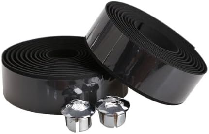 Bicycle Non-slip Handle Belt Bike Handlebar Tape Wrap 1Pair with 2 Bar Plug (Black)