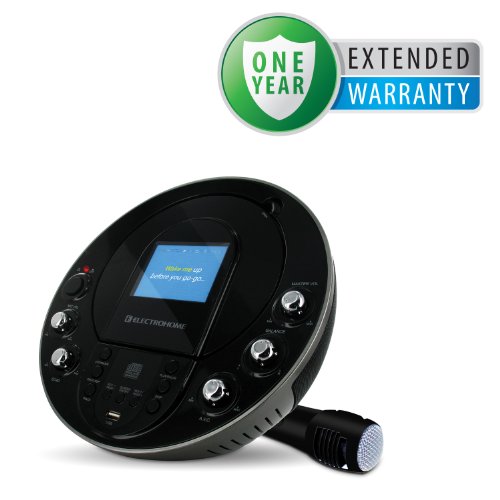 Electrohome EAKAR535 Portable Karaoke CD+G/MP3G Player Speaker System with 3.5 Screen, USB and MP3 Input & Bonus 1 Year Warranty
