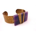 Antique Brass Amethyst Cuff Bracelet