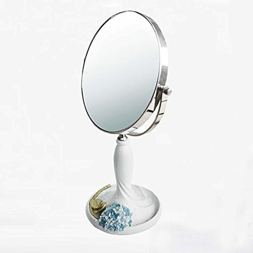 Esmezon Elegant Antique Design Resin Princess Style Table Top Cosmetic Mirror Rotatable Double Sided Makeup Stand Mirror [BLUE]