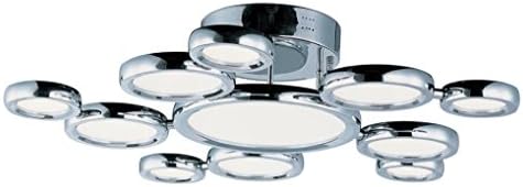 Polished Chrome Timbale 11 Light 32'' Ceiling Fixture With Frosted Glass Shade