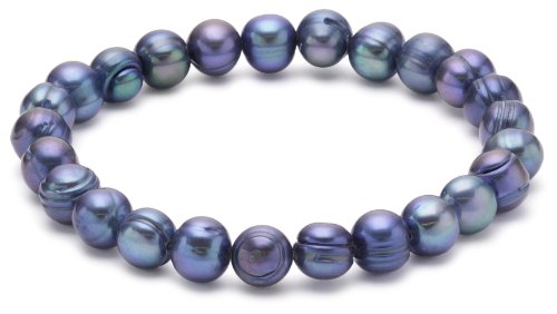 Valero Pearls Valero Classics Damen-Armband S&uuml;&szlig;wasser-Zuchtperlen dunkelblau 19 cm 446645 Preisvergleich