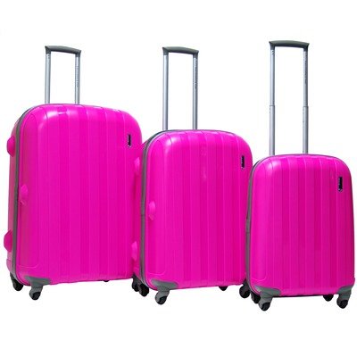 Paradise 3 Piece Harside Spinner Luggage Set Color: Pink