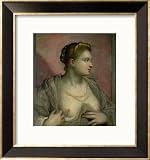 Portrait of a Woman Revealing Her Breasts, circa 1570 Framed Art Poster Print by Jacopo Robusti Tintoretto, 19x21