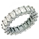 18k White Eternity Emerad Cut 6.49 Ct Diamond Band Ring - Size 7.0