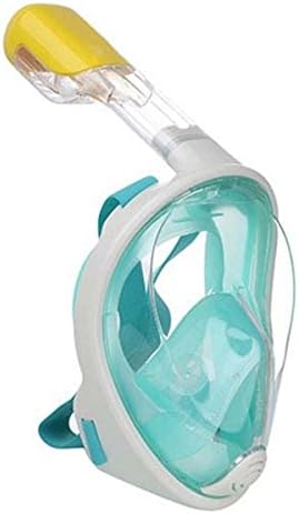 Mendoly Snorkeling Mask Full Face Dry Diving Mask Anti-Fog Anti-Leak Snorkel Mask with Ventilation Tube Supported 180 Degrees Viewing Area (Green, S/M)