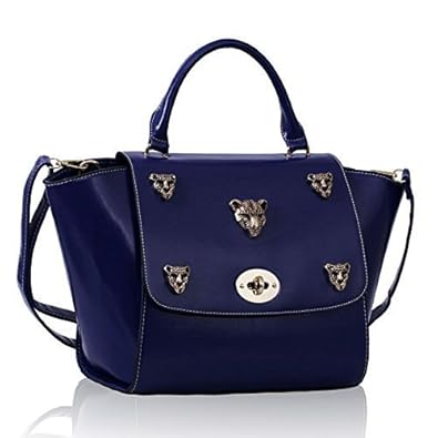 Handbags Blue Womens Handbag Leopard Studs Designer Satchel Bag: Handbags: www.lvbagssale.com