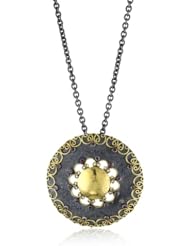 Stella Flame "Byzantia" 24K Gold Hammered Pendant Necklace