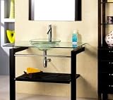 30 Beach Vessel Single Vanity Sink Cabinet with Clear Glass Sink and Counter Top