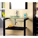 30 Beach Vessel Single Vanity Sink Cabinet with Clear Glass Sink and Counter Top by Direct To You Furniture