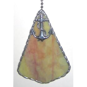 Nautical Anchor Design Lamp & Ceiling Fan Pull Chain in Gold Stained Glass - 2 1/2