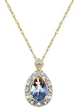 10k Yellow Gold, June Birthstone, Lab Created Alexandrite and Diamond Pear Shaped Pendant