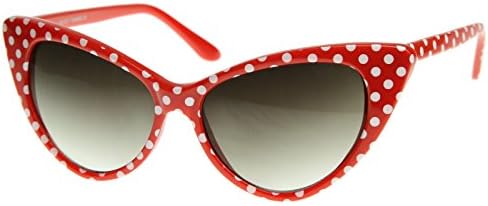 Vintage Inspired Fashion Mod Chic High Pointed Cateyes Cat Eye Glasses Sunglasses (Polka Dots Red)