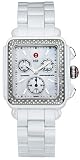 Michele Woman's MWW06F000002 Deco Ceramic White Diamond Watch