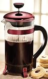 Primula Classic Glass 8 Cup French Coffee Press with Red Stainless Steel Accents & Black Handle