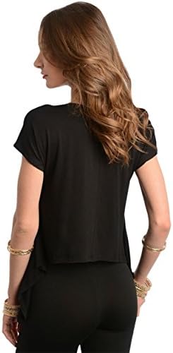 2LUV Women's Trapeze Hem Necklace Top Black L(T5624)