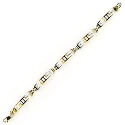 18kt Gold over Sterling Silver Egyptian Rectangular Linked 7.5in Bracelet