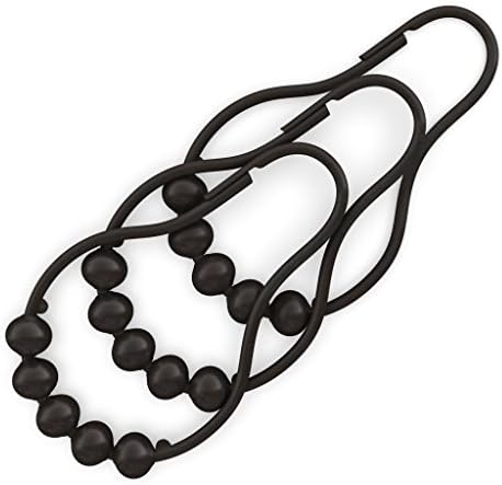 Hooks & Rings Shower Curtain Rings, Metal Roller Shower Curtain Hooks, Lifetime Warranty! Set Of 12 Rustproof Nickel Plated Brass & Stainless Steel Bathroom Curtain Rings, Clips Easy Stays On Tight