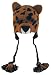 DeLux Leopard Face Wool Pilot Animal Cap/Hat with Ear Flaps and Poms