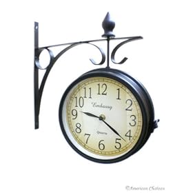 Outdoor Indoor 2-Sided Clock and Thermometer by American Chateau