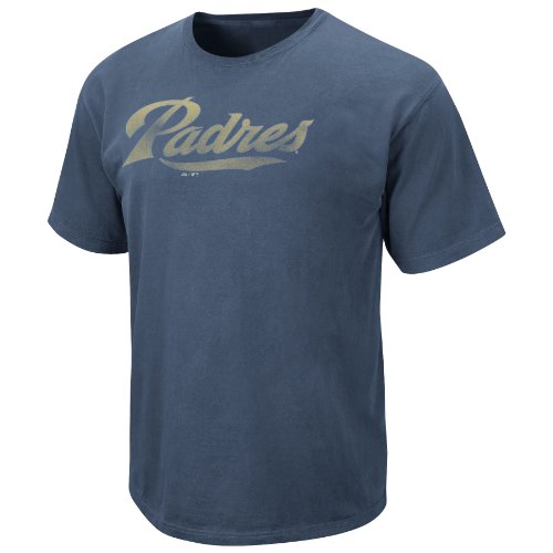 MLB San Diego Padres Adult Short Sleeve Pigment Dye Tee (Pigment Denim, Small)