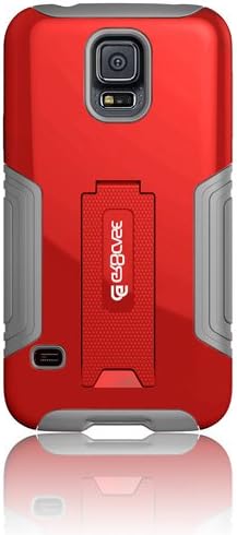 Samsung Galaxy S5 Gr8Case Case Protective Flexible Rubber and Plastic 2Grip Hybrid Case (Red/Grey)