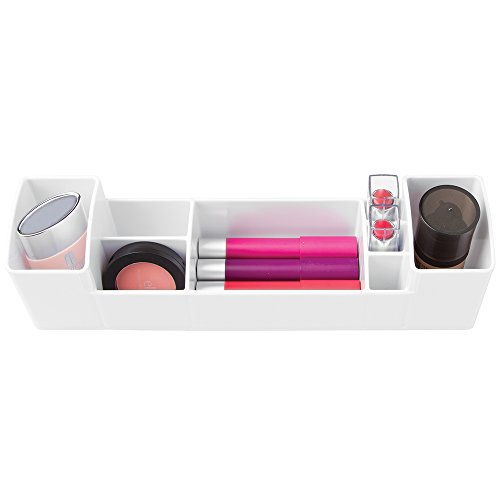 mDesign Cosmetic Organizer for Vanity Cabinet to Hold Makeup, Beauty Products - White