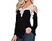 FUNOC® Womens Sexy V-Neck Lace Off Cut Out Shoulder Long Sleeve Tops Shirt