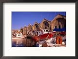 16th Century Arsenali (Docks) with Fishing Boats Moored in Inner Harbour, Hania, Crete, Greece Framed Photographic Poster Print by Diana Mayfield, 21x17
