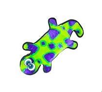 Outward Hound Invincibles Gecko Stuffingless Durable Tough Plush Dog Squeaky Toy with 4 Squeakers, Large, Yellow and Green
