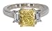 Platinum Fancy Intense Yellow Radiant Cut Diamond Ring (GIA Certified 2.52 ct center, 3.38 cttw), Size 6