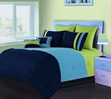 Beverly Hills Polo Club 5-Piece Full/Queen Tri Panel Comforter Set, Blue