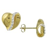 10K Yellow Gold 0.03 ctw Diamond Heart Earrings