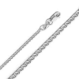 14K White Gold 1.5mm Flat Open wheat Chain Necklace with Lobster Claw Clasp - 18" Inches
