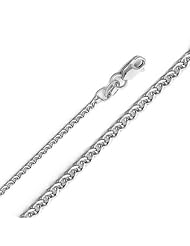 14K White Gold 1.3mm Flat Open wheat Chain Necklace with Lobster Claw Clasp