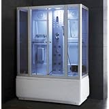Premium Steam Shower Whirlpool Bath Tub Sauna with Heating Pump and Hands Free Phone by