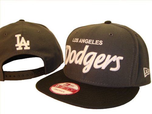 Grey & Black Los Angeles LA Dodgers New Era Adjustable Snap Back Baseball Cap Hat