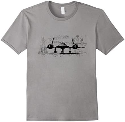 Men's SR-71 Recon Plane Blueprint T-Shirt Large Slate