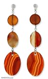 Agate earrings, 'Magic' 0.9 W 3.5 L