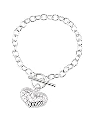 PUFFED CUT OUT HEART CHARM BRC Sterling Silver 85728